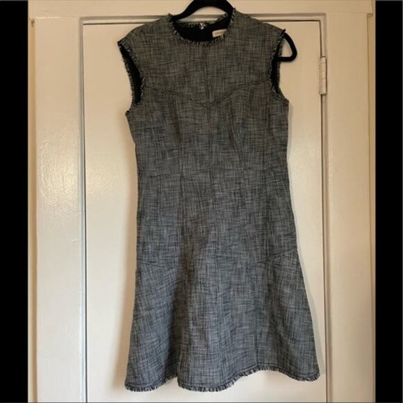 Rebecca Taylor Sleeveless Fit and Flare Grey Dress, raw hems - Picture 1 of 6